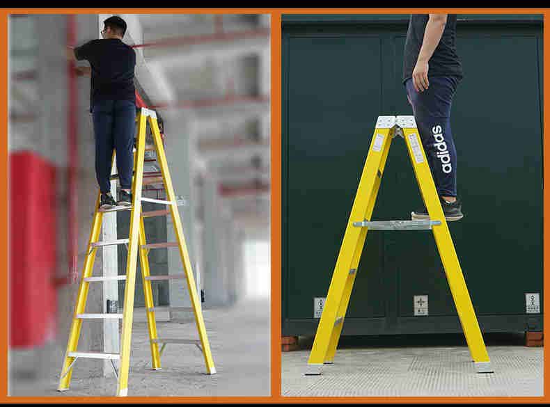 Fiberglass Double Side Ladder 35kv Aluminium Rung