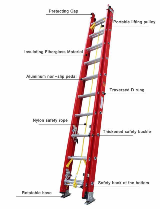 Electric Insulated Fiberglass Extension telescopic Ladder