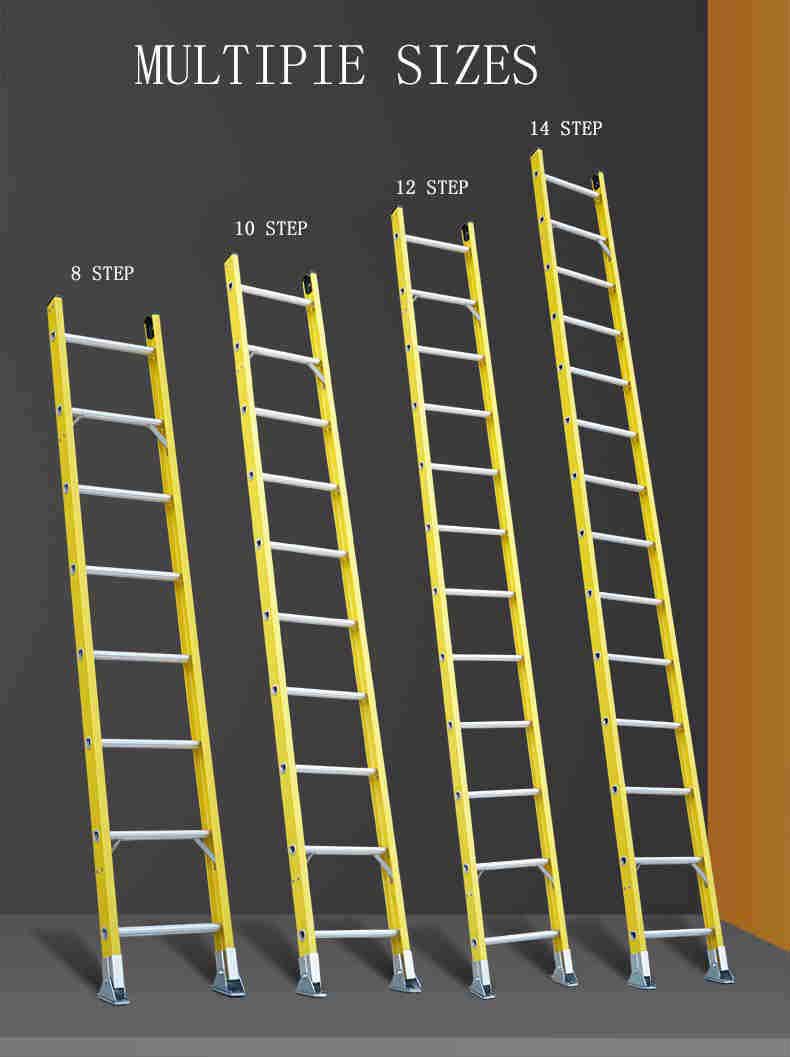 Factory wholesale cheap lightweight fiberglass insulated single straight ladder