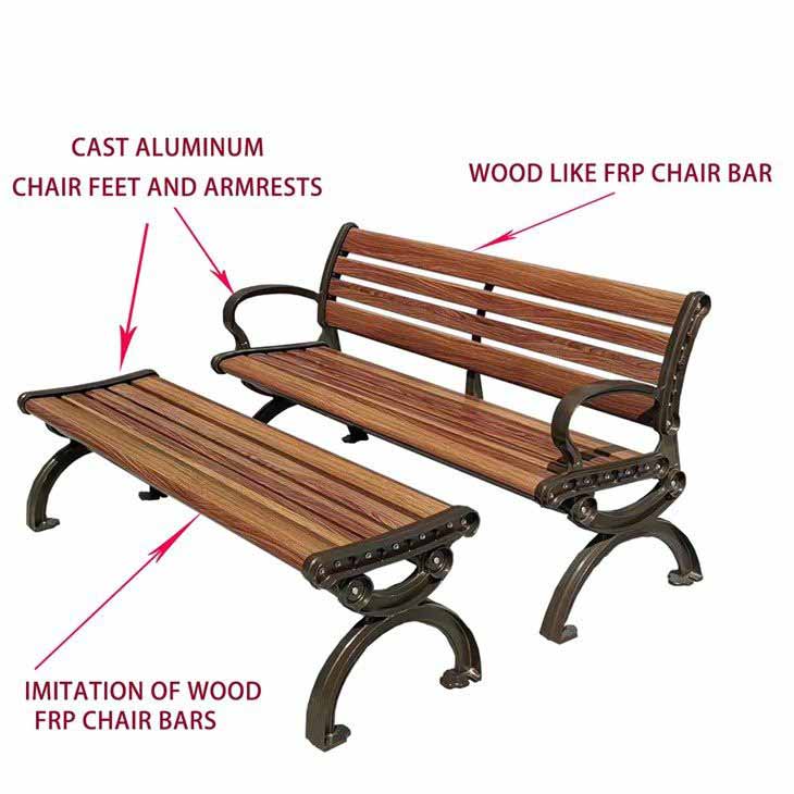 anti corrosion wood like fiberglass bench